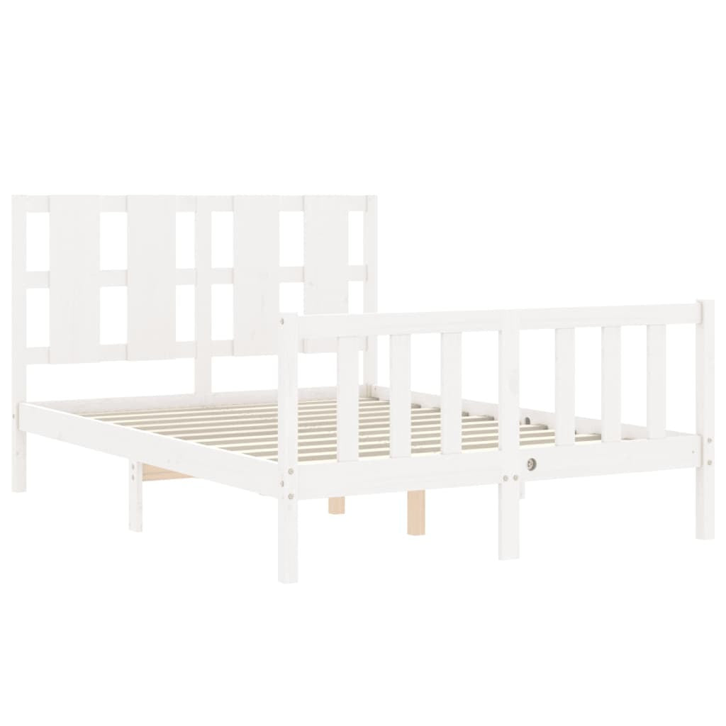 Bed Frame with Headboard White 140x190 cm Solid Wood