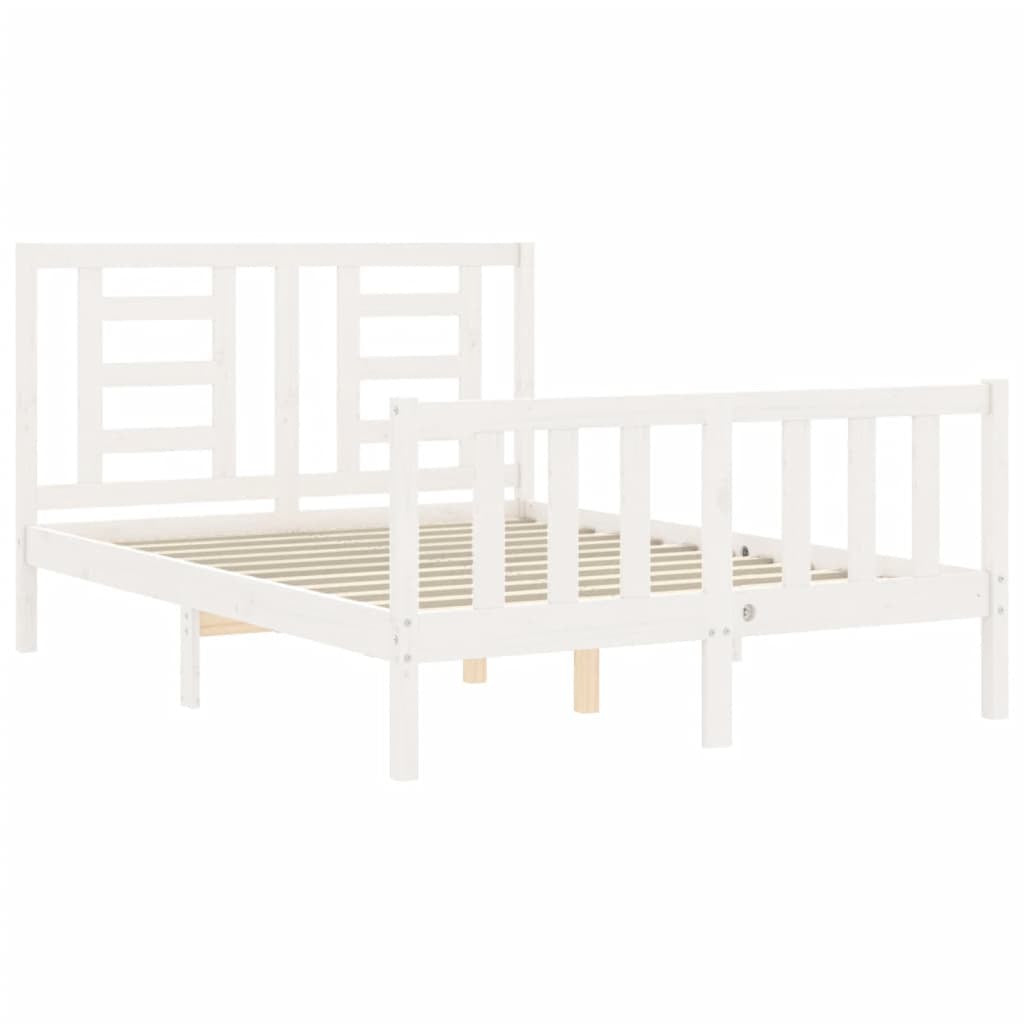Bed Frame with Headboard White 140x190 cm Solid Wood