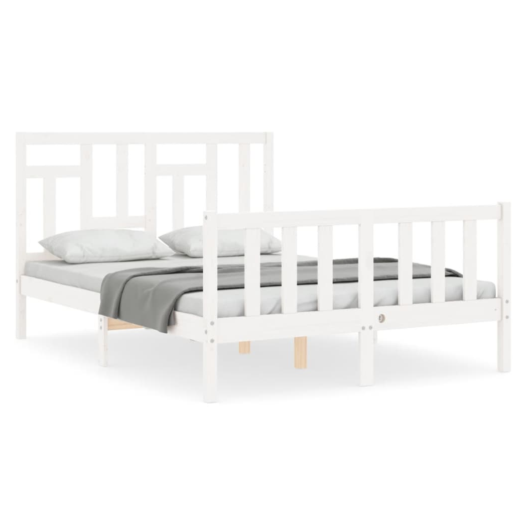 Bed Frame with Headboard White 140x200 cm Solid Wood