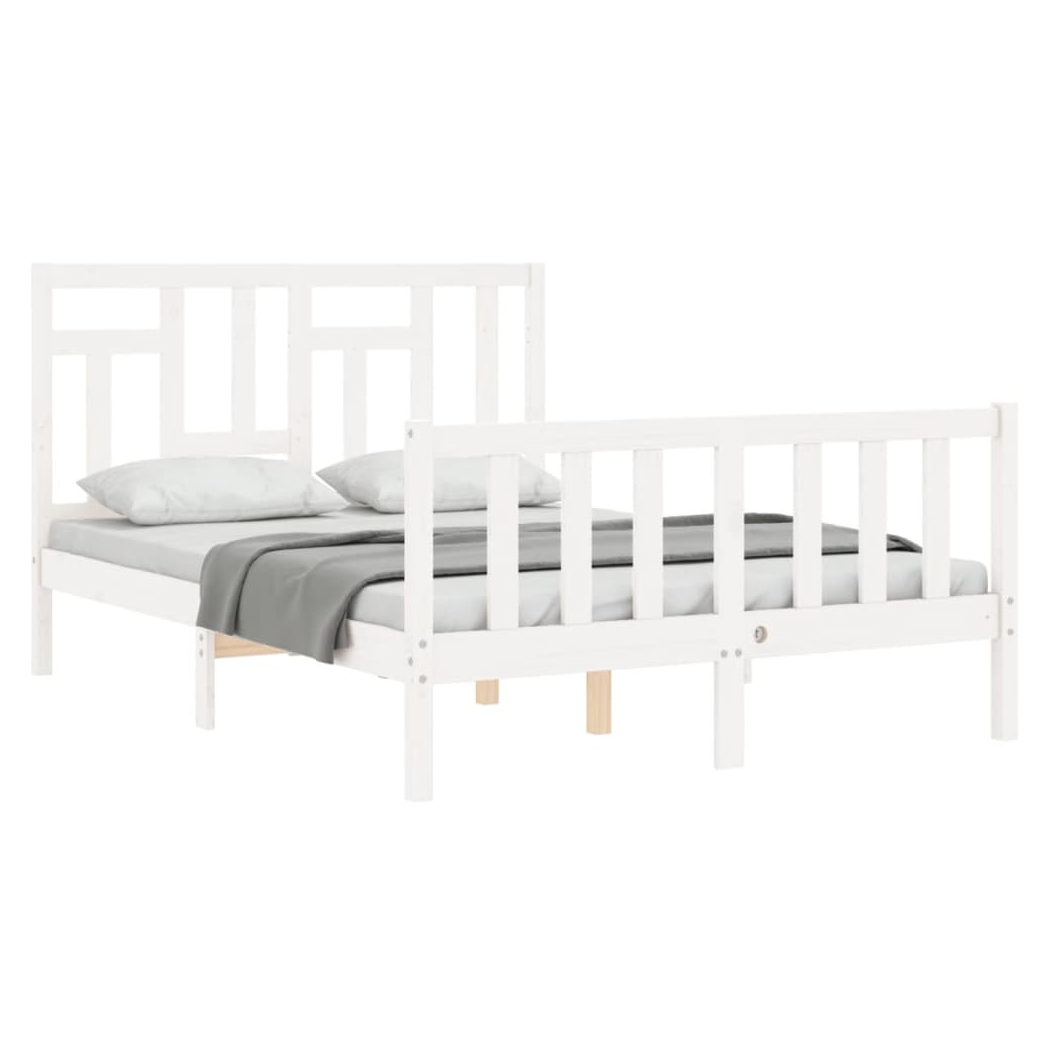 Bed Frame with Headboard White 140x200 cm Solid Wood
