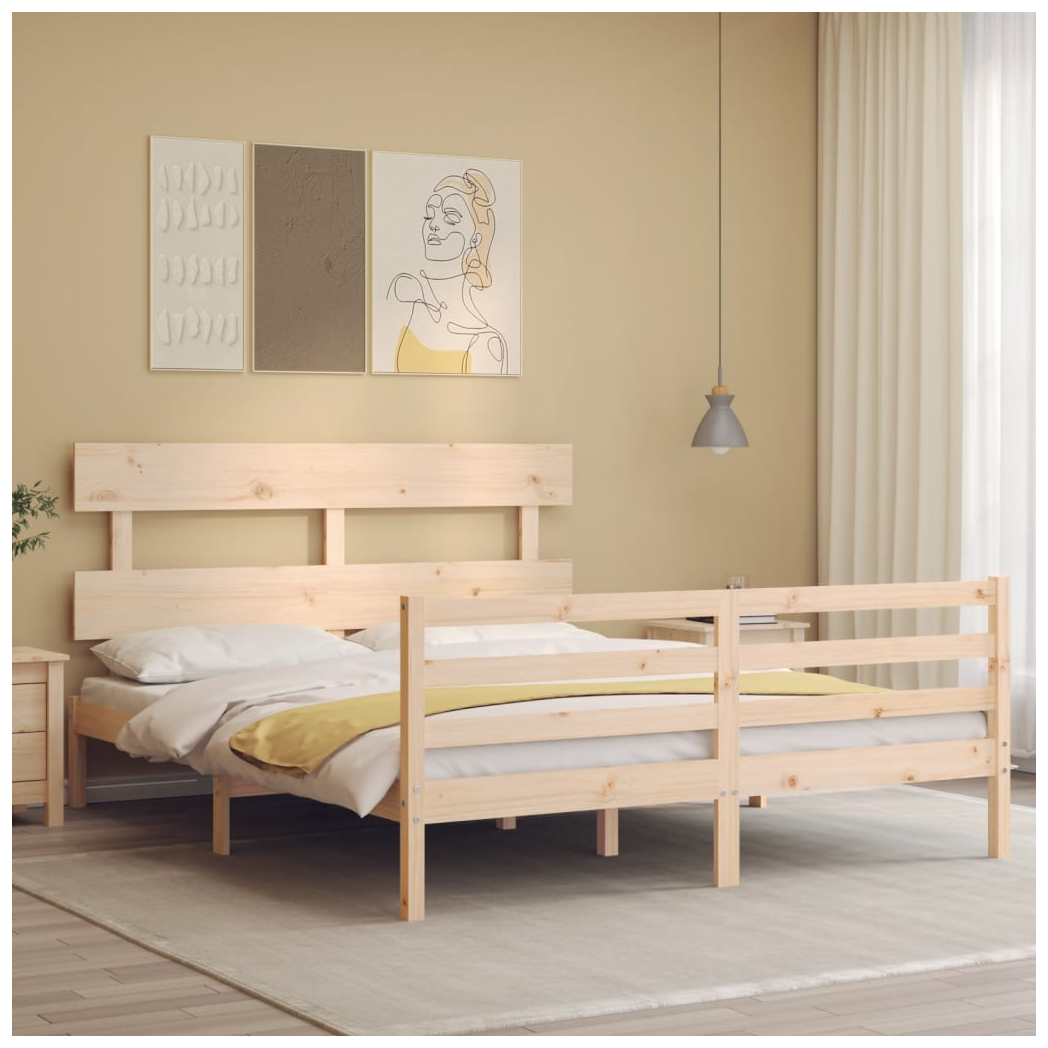 Bed Frame with Headboard 160x200 cm Solid Wood