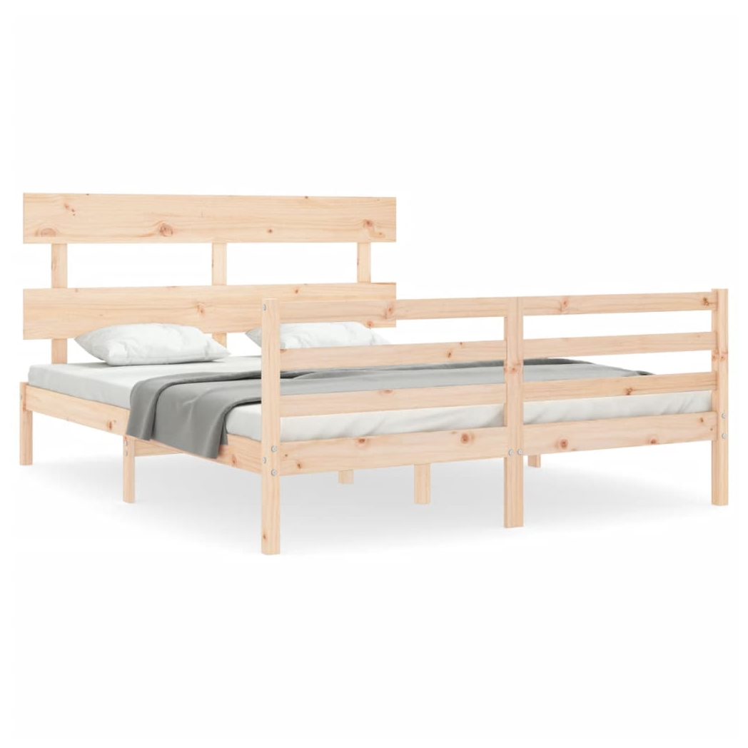 Bed Frame with Headboard 160x200 cm Solid Wood