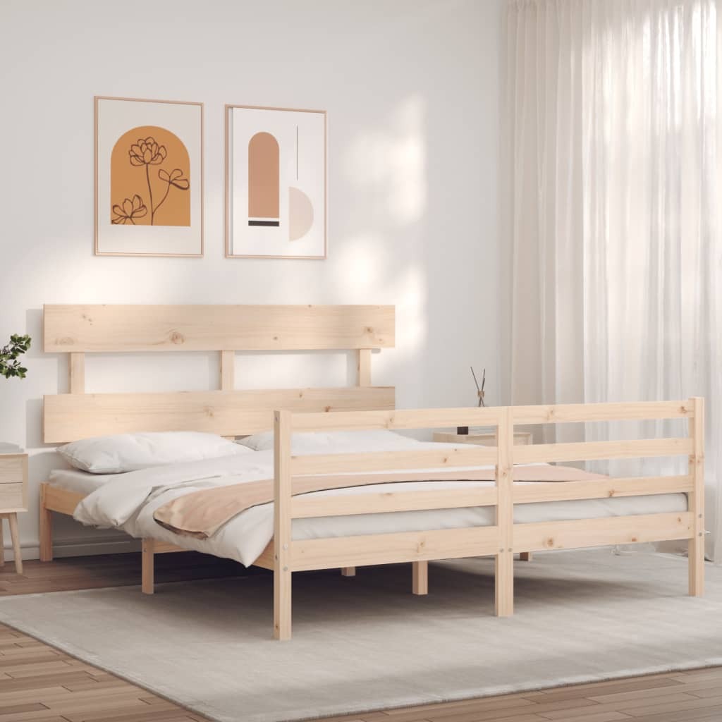 Bed Frame with Headboard 160x200 cm Solid Wood