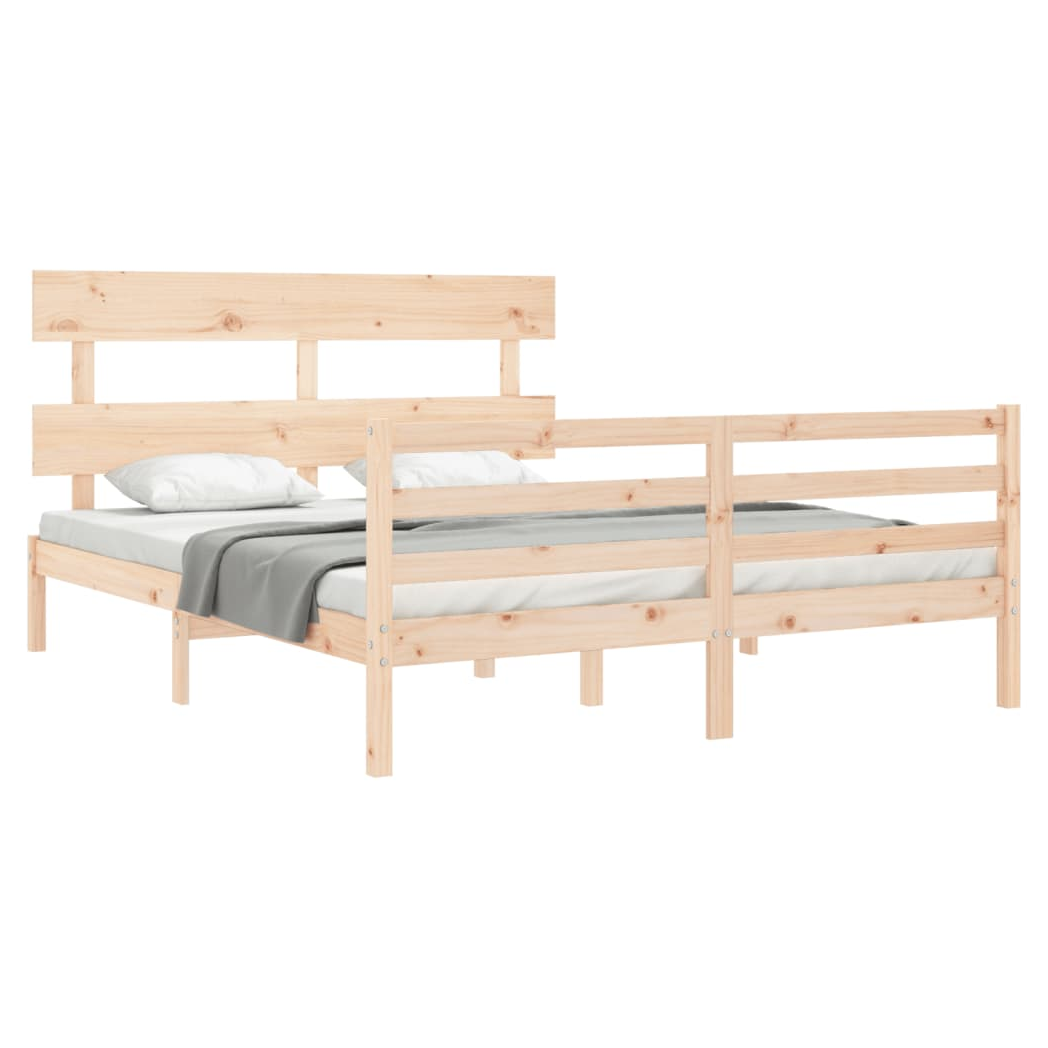 Bed Frame with Headboard 160x200 cm Solid Wood