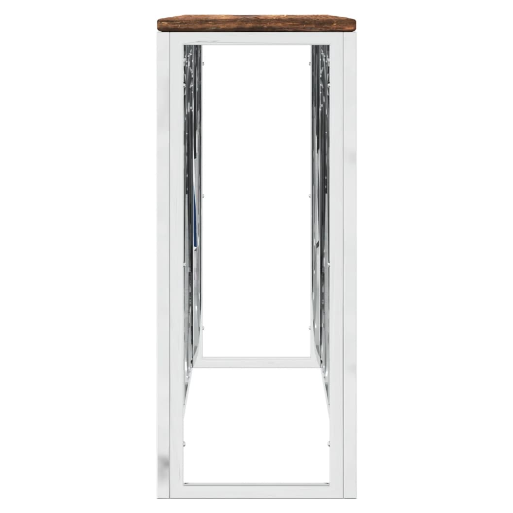 Console Table Stainless Steel and Solid Wood Reclaimed
