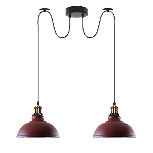 Burgundy Vintage 2 Way Ceiling Pendant Light  Metal Industrial Style 29cm, E27 Base Hanging Pendant Lamp
