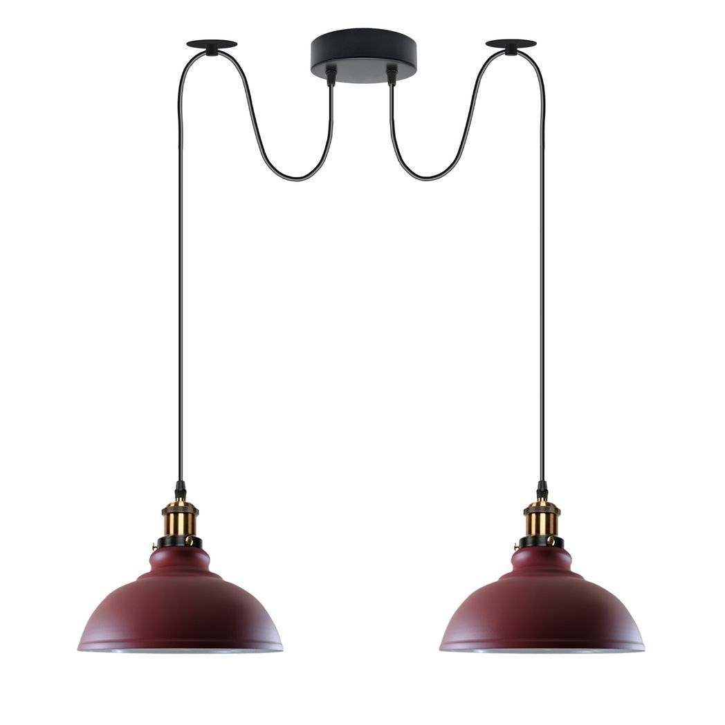 Burgundy Vintage 2 Way Ceiling Pendant Light  Metal Industrial Style 29cm, E27 Base Hanging Pendant Lamp