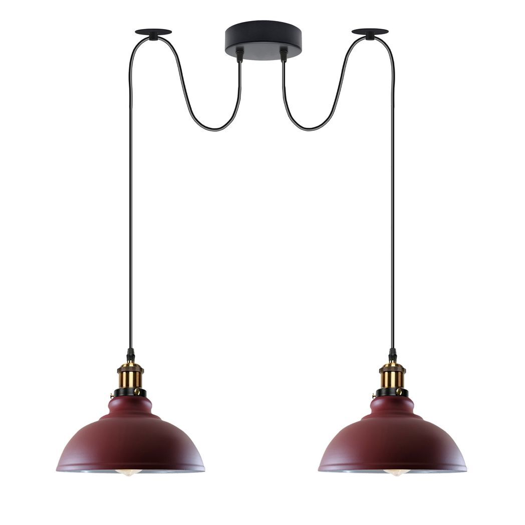 Burgundy Vintage 2 Way Ceiling Pendant Light  Metal Industrial Style 29cm, E27 Base Hanging Pendant Lamp