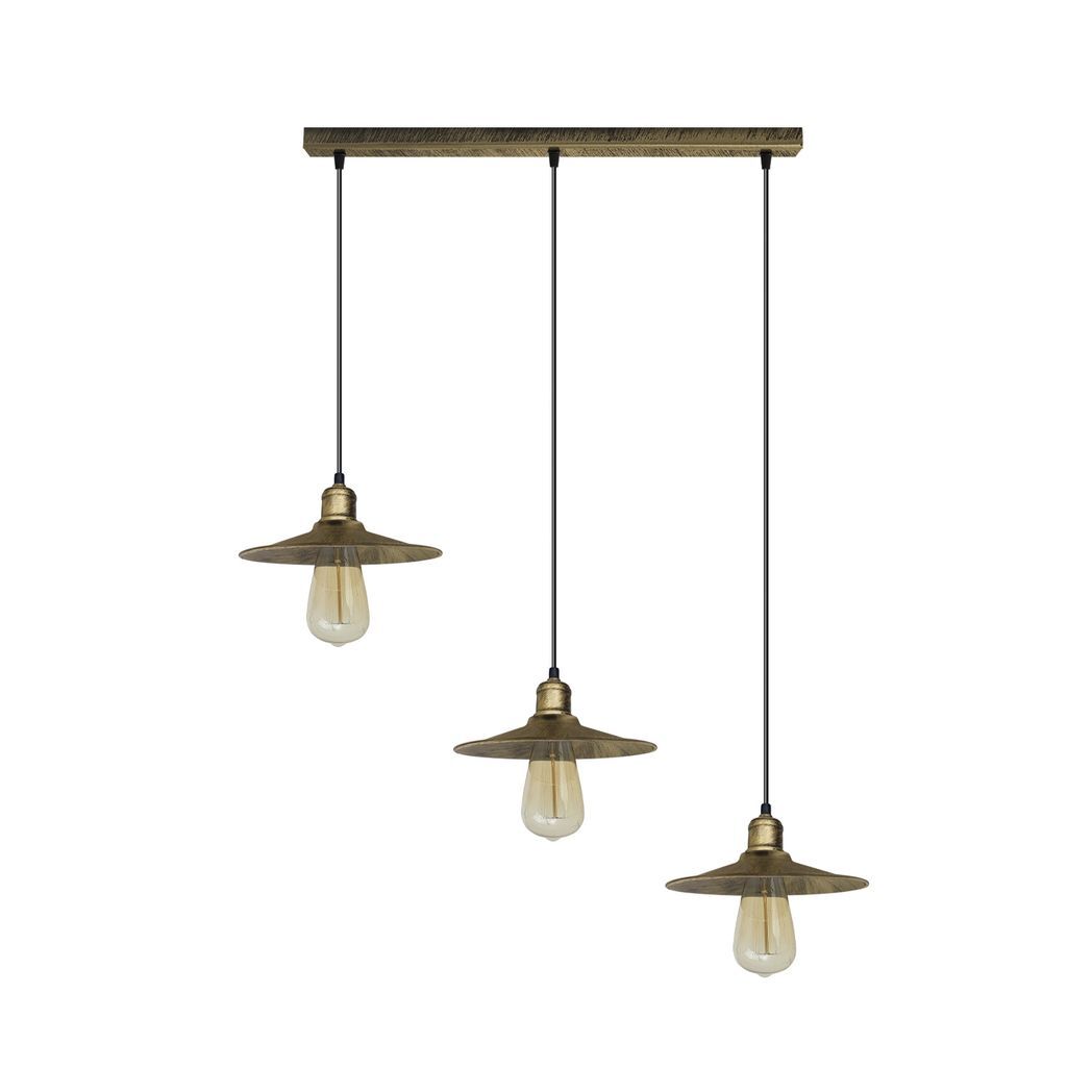 4 Head Vintage Industrial Brushed Brass Ceiling Pendant Easy Fit Light  Metal 22cm Ceiling Lighting Shade