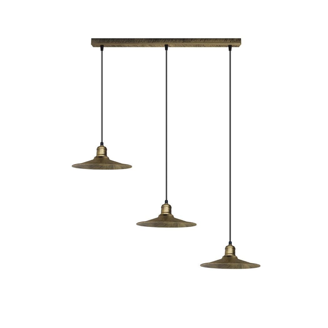 4 Head Vintage Industrial Brushed Brass Ceiling Pendant Easy Fit Light  Metal 22cm Ceiling Lighting Shade