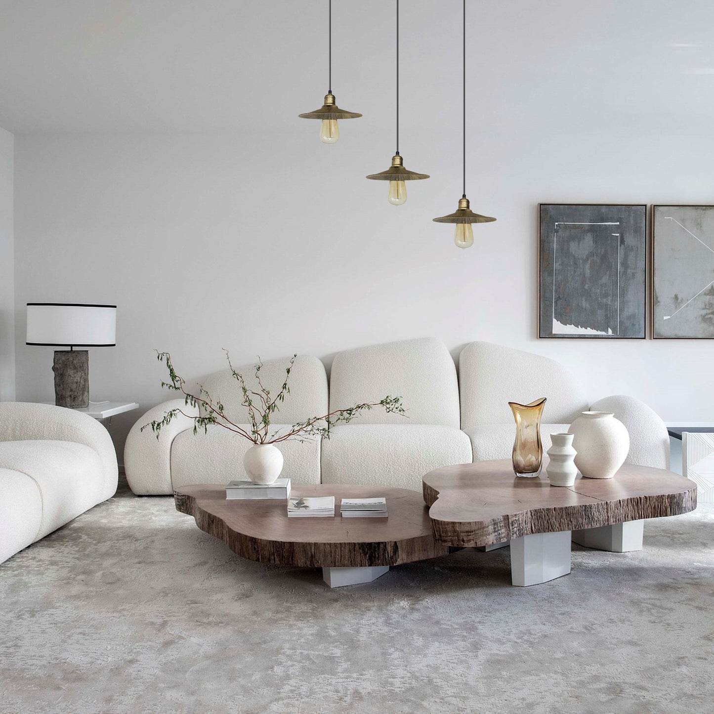 4 Head Vintage Industrial Brushed Brass Ceiling Pendant Easy Fit Light  Metal 22cm Ceiling Lighting Shade