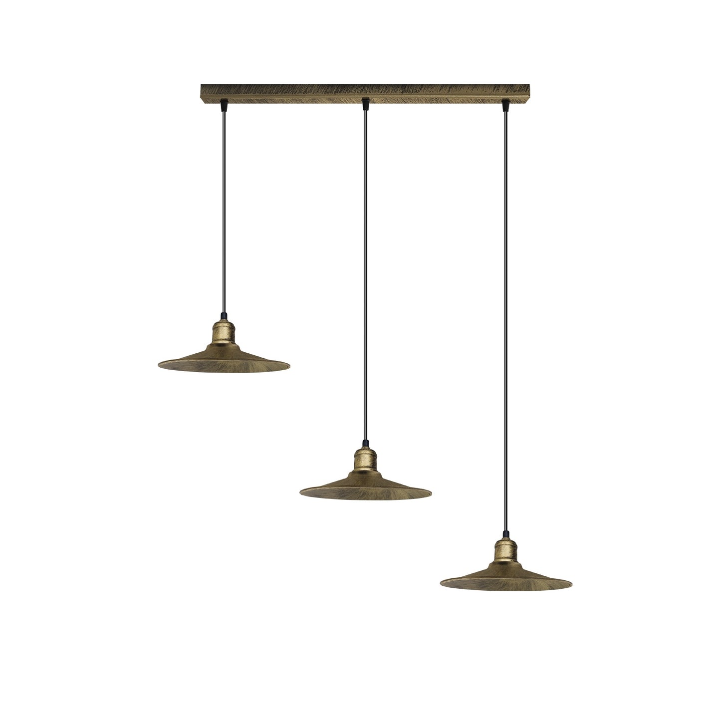 3 Head Vintage Industrial Brushed Brass Ceiling Pendant Easy Fit Light  Metal 22cm Ceiling Lighting Shade