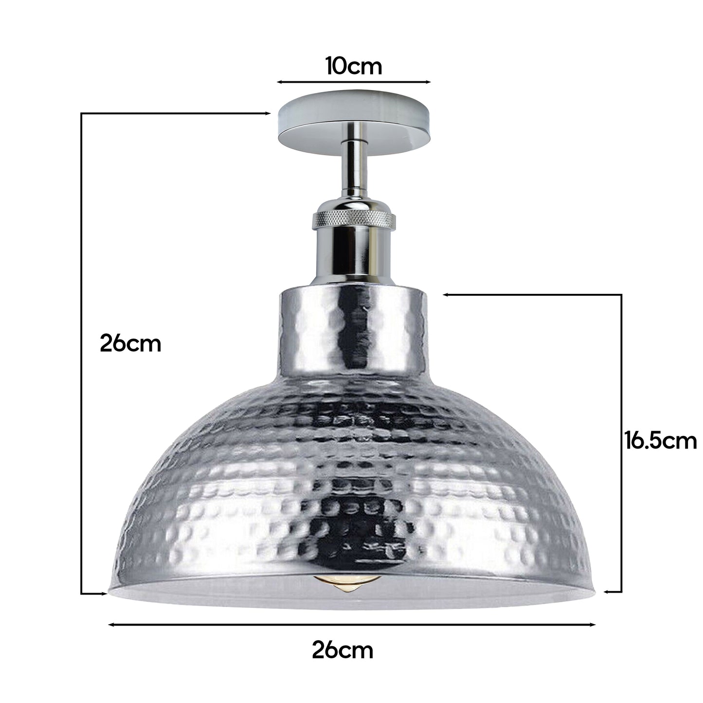 2 Pack Vintage Industrial Style Chrome Flush Mount Metal Ceiling Light