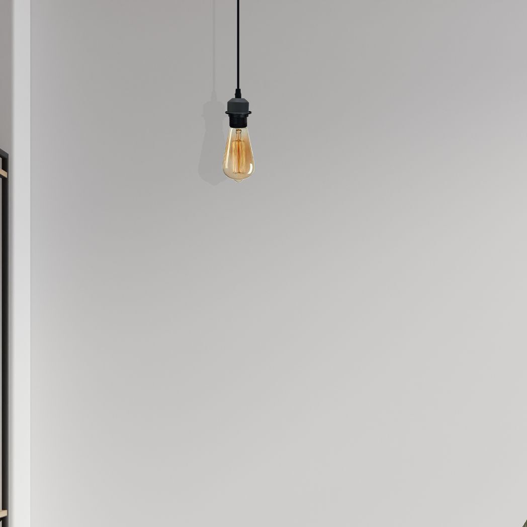 2 Pack Industrial Grey Pendant Light Fitting, Lampshade  Holder Fitting Set With PVC Cable.