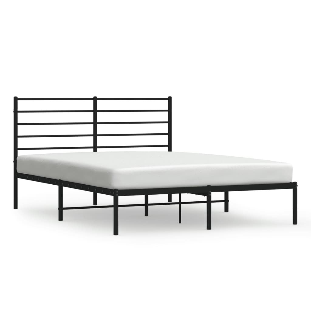 Metal Bed Frame with Headboard Black 120x200 cm