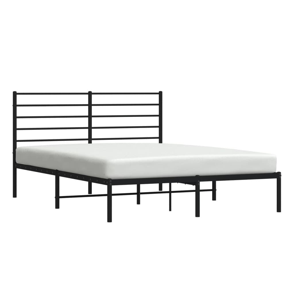 Metal Bed Frame with Headboard Black 120x200 cm
