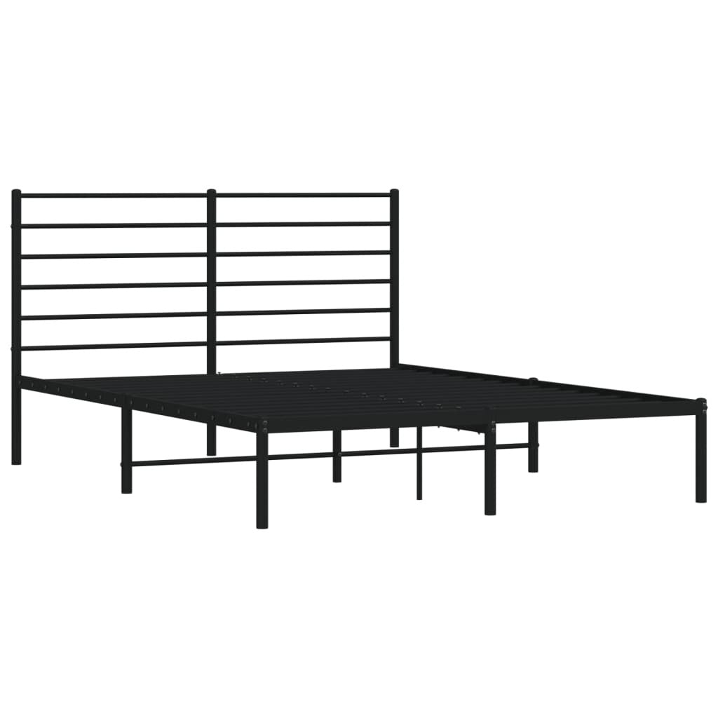 Metal Bed Frame with Headboard Black 120x200 cm