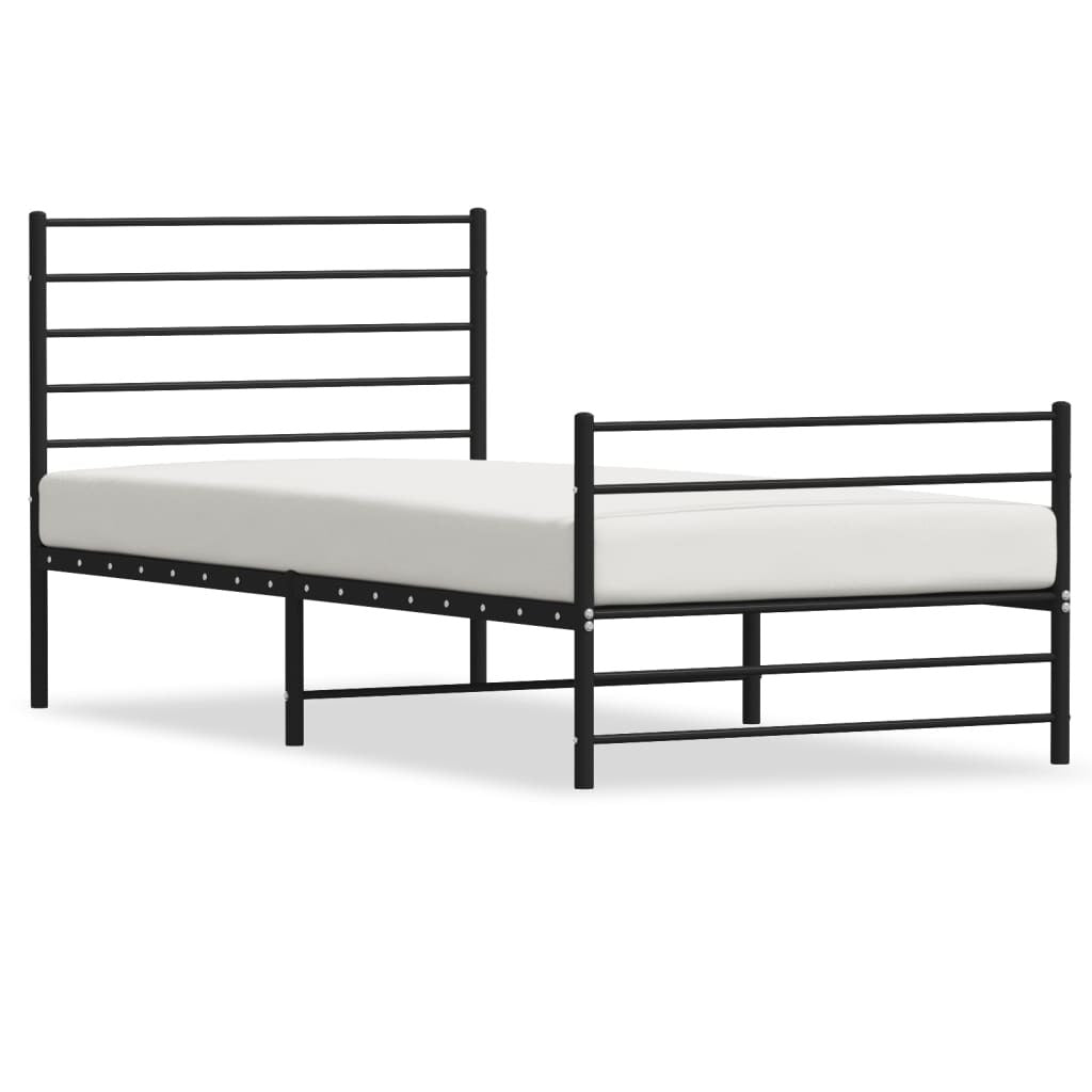 Metal Bed Frame with Headboard and Footboard Black 80x200 cm