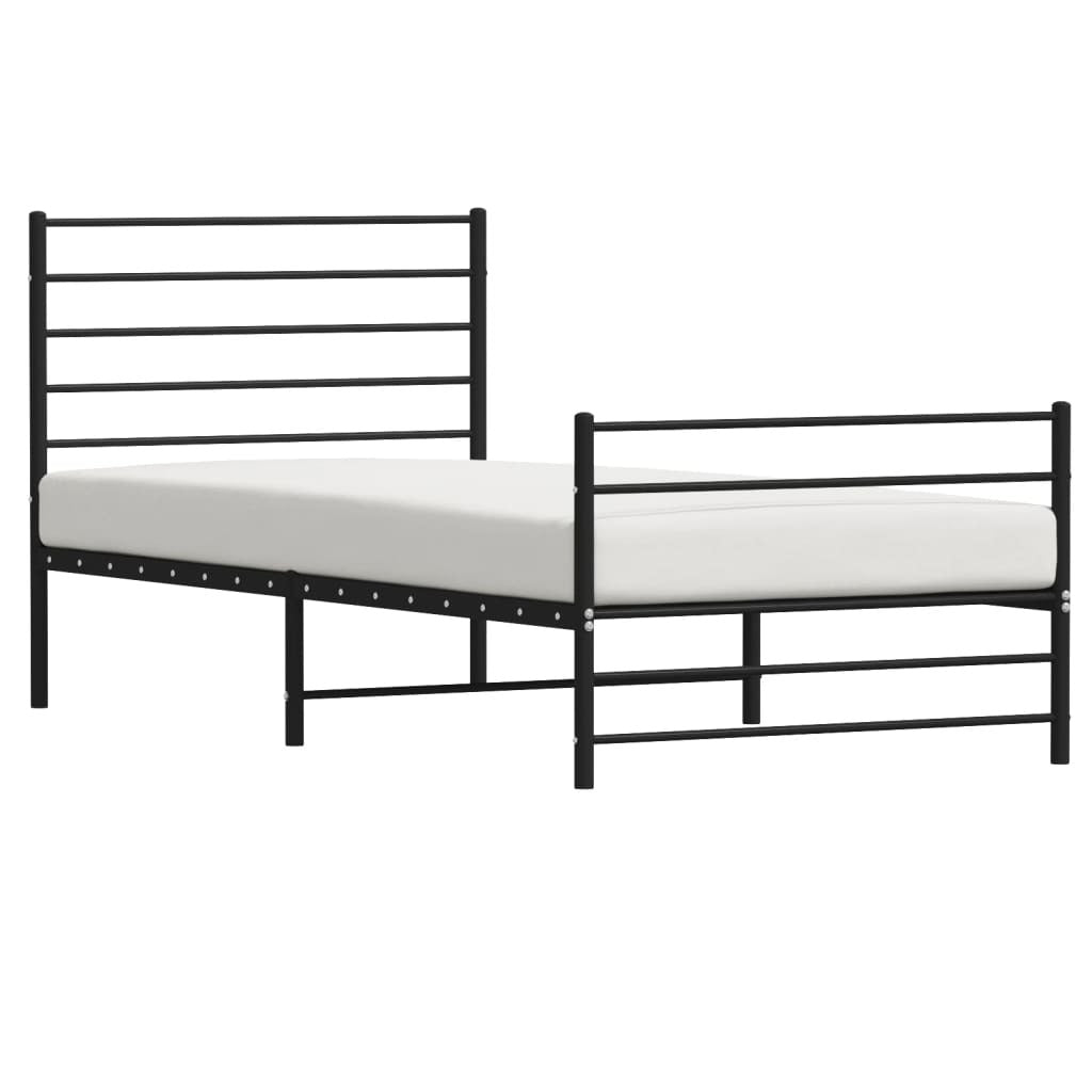Metal Bed Frame with Headboard and Footboard Black 80x200 cm