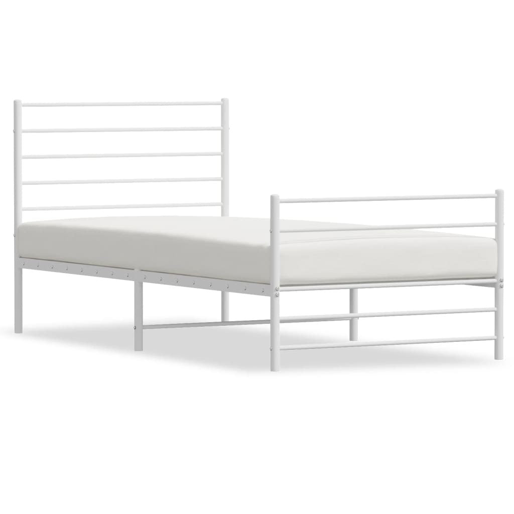 Metal Bed Frame with Headboard and Footboard White 80x200 cm