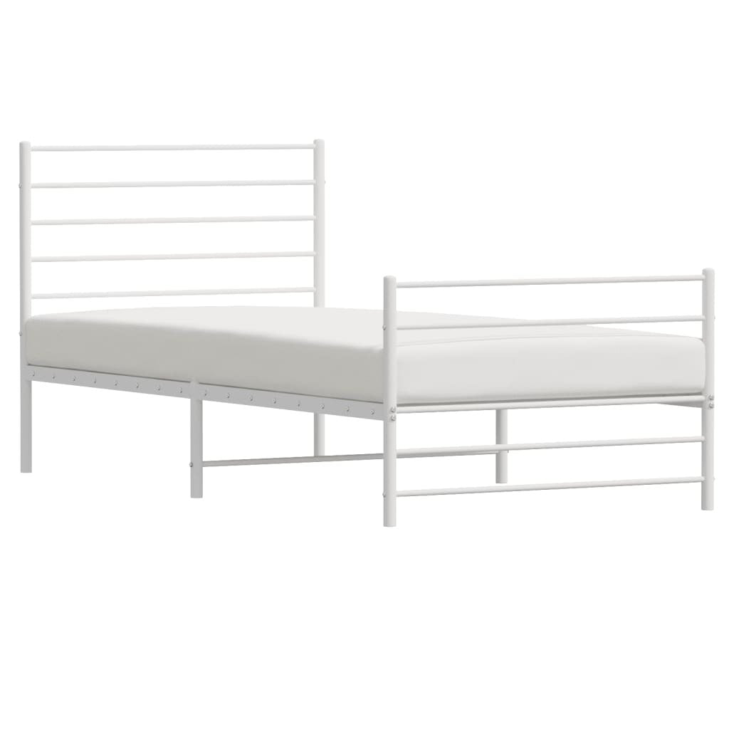 Metal Bed Frame with Headboard and Footboard White 80x200 cm