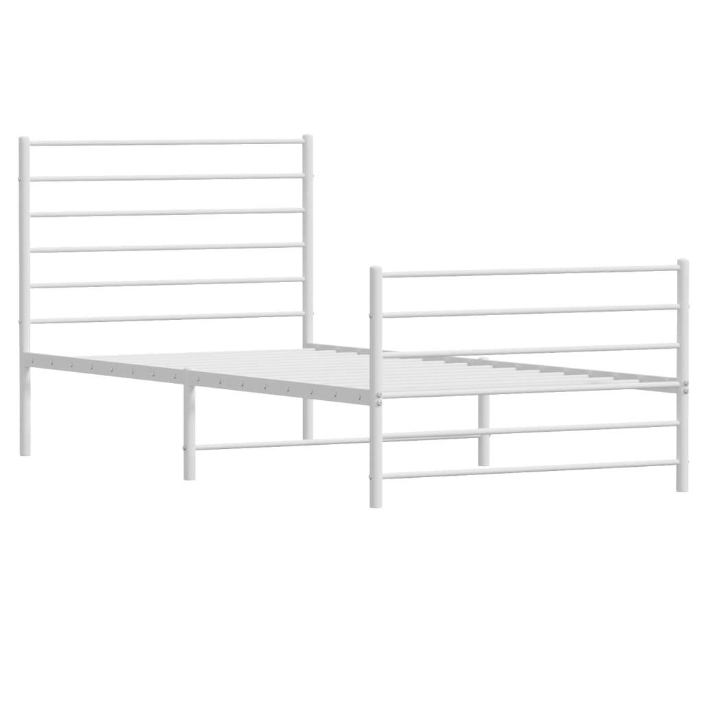 Metal Bed Frame with Headboard and Footboard White 80x200 cm