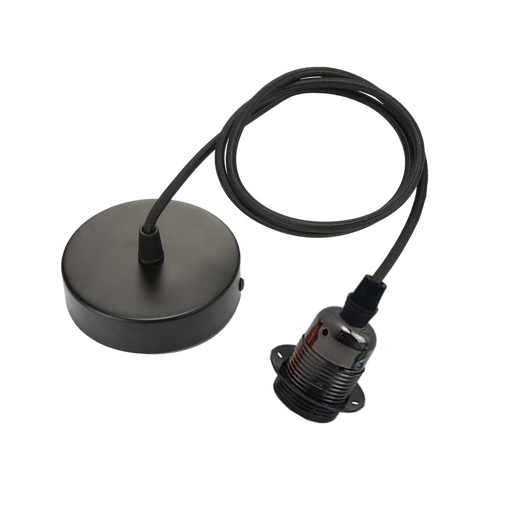 Vintage Industrial Black Pendant Light Fitting, lampshade Holder Fitting  Set with 2m Cable.