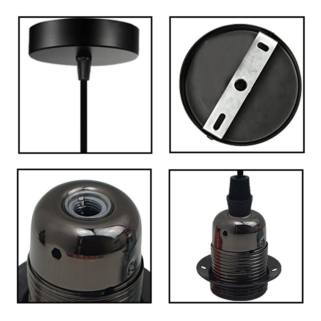 Vintage Industrial Black Pendant Light Fitting, lampshade Holder Fitting  Set with 2m Cable.