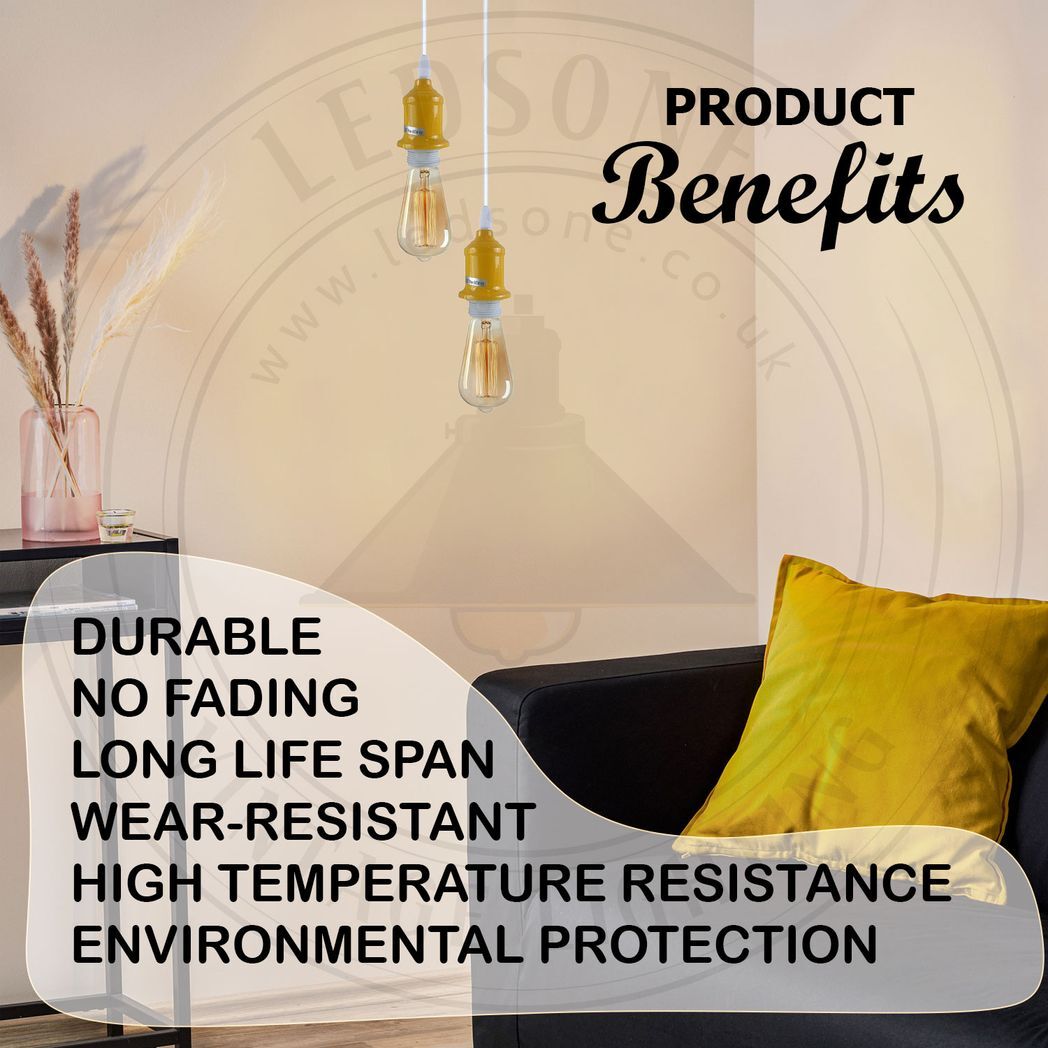 6 Pack Industrial Pendant Light Fitting, Lampshade Addable E27 Lamp Blue Holder Fitting Set With PVC Cable