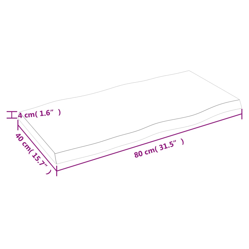 Table Top Light Brown 80x40x(2-4) cm Treated Solid Wood Live Edge