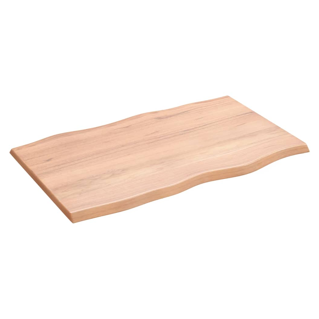 Table Top Light Brown 80x50x2 cm Treated Solid Wood Oak Live Edge