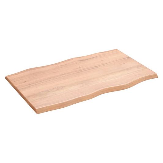 Table Top Light Brown 80x50x2 cm Treated Solid Wood Oak Live Edge