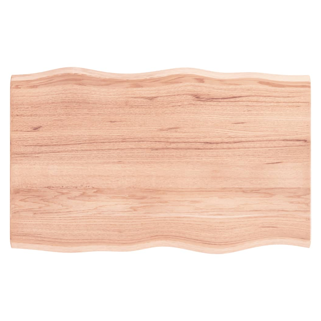 Table Top Light Brown 80x50x2 cm Treated Solid Wood Oak Live Edge