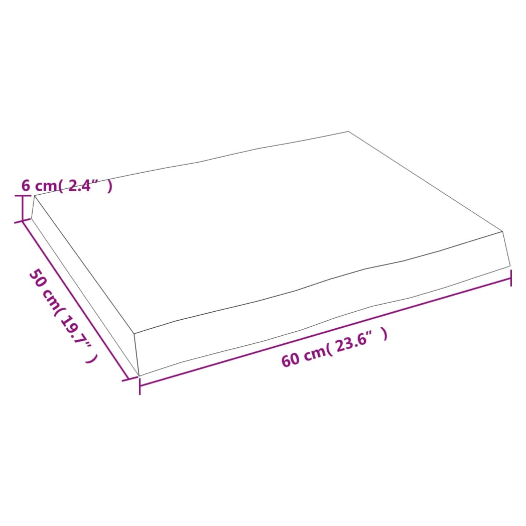 Table Top Light Brown 60x50x(2-6) cm Treated Solid Wood Live Edge