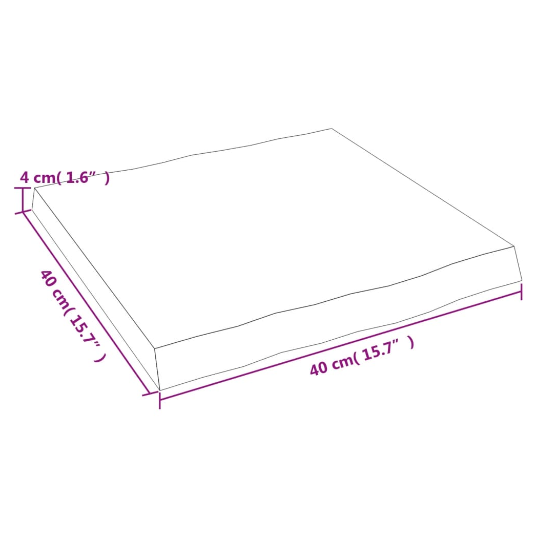 Table Top Light Brown 40x40x(2-4) cm Treated Solid Wood Live Edge