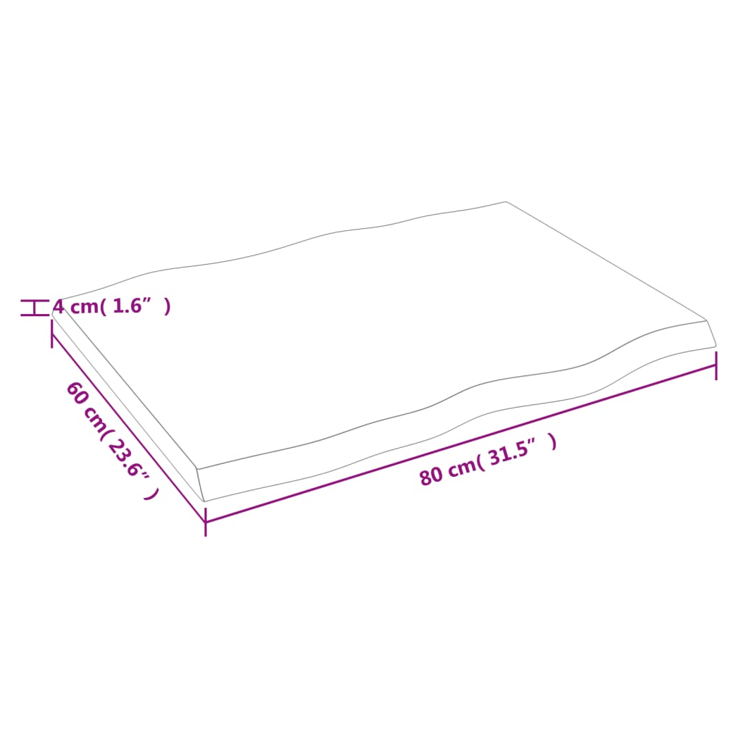 Table Top 80x60x(2-4) cm Untreated Solid Wood Live Edge