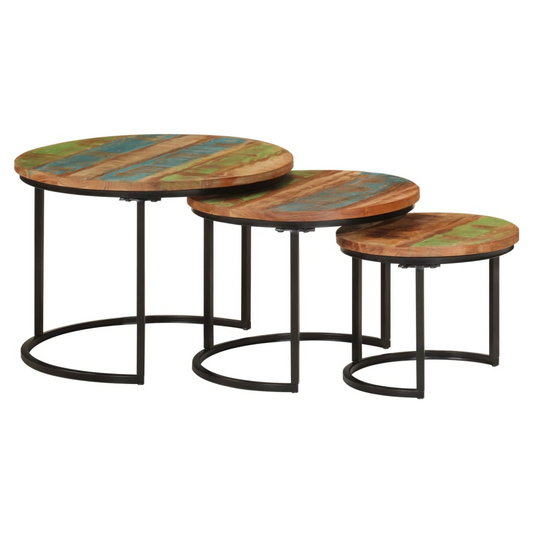 Nesting Tables 3 pcs Solid Wood Reclaimed