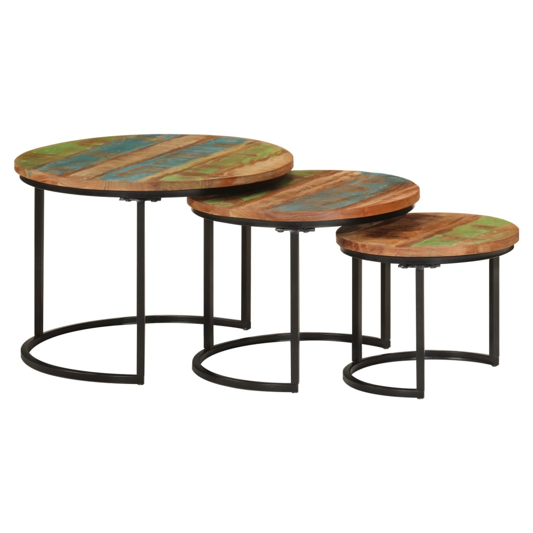 Nesting Tables 3 pcs Solid Wood Reclaimed