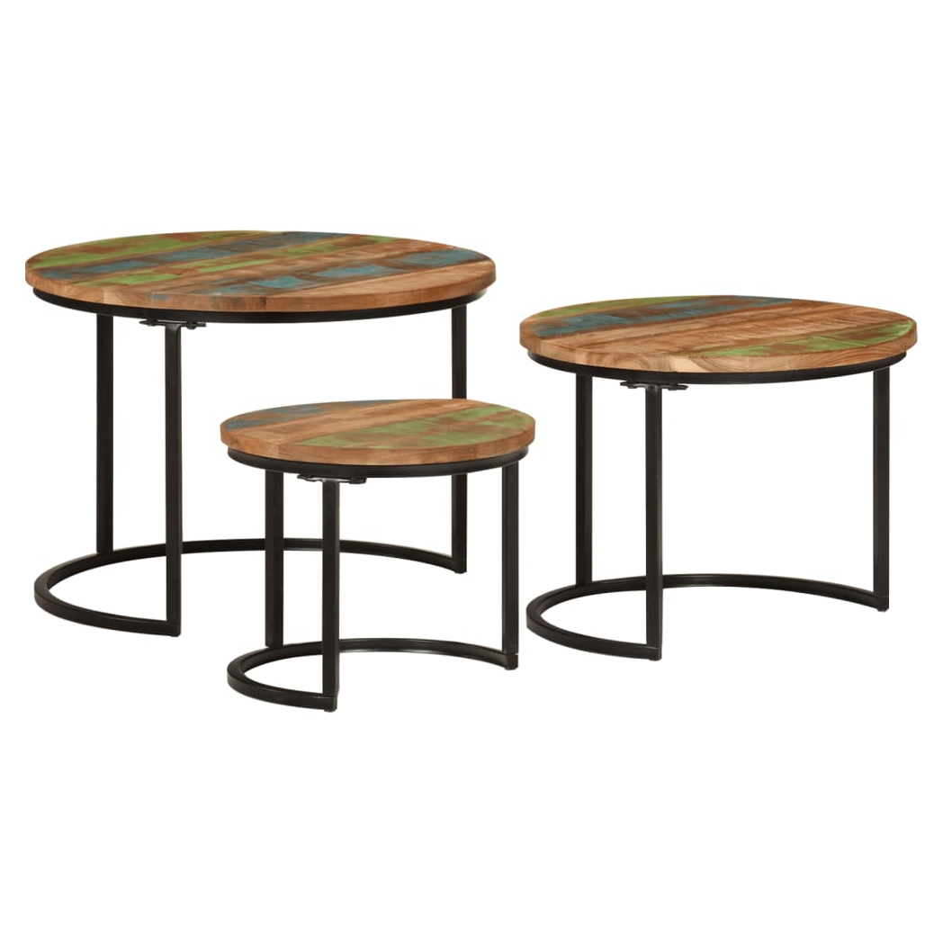 Nesting Tables 3 pcs Solid Wood Reclaimed