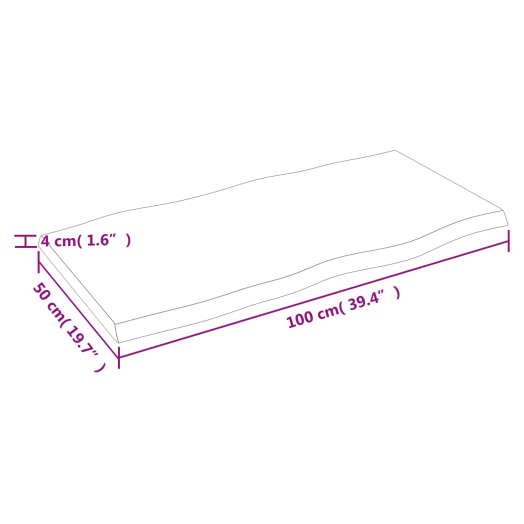 Table Top 100x50x(2-4) cm Untreated Solid Wood Live Edge