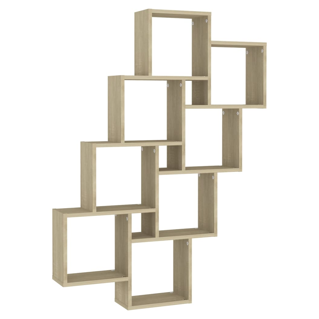 Wall Cube Shelf Sonoma Oak 90x15x119 cm Engineered Wood