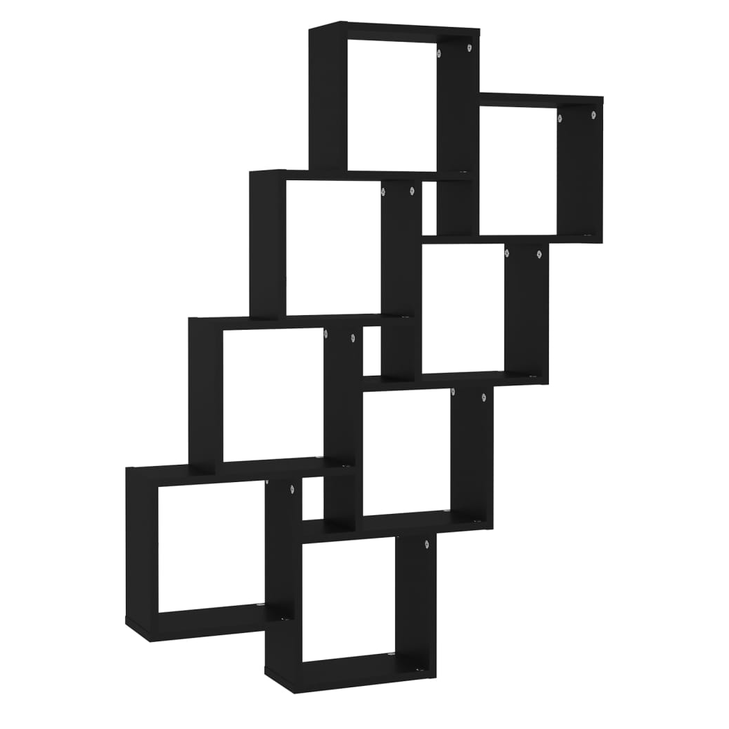Wall Cube Shelf Black 90x15x119 cm Engineered Wood