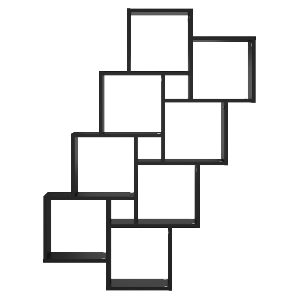 Wall Cube Shelf Black 90x15x119 cm Engineered Wood