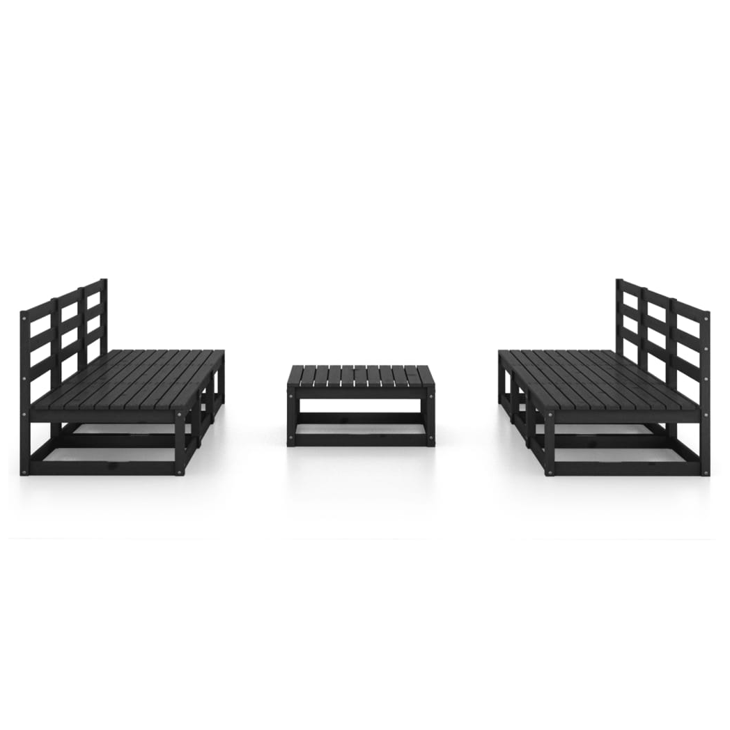 7 Piece Garden Lounge Set Black Solid Pinewood