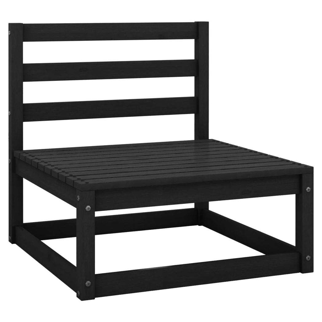 7 Piece Garden Lounge Set Black Solid Pinewood