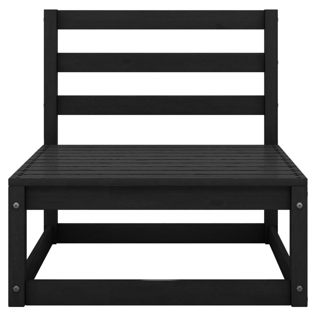 7 Piece Garden Lounge Set Black Solid Pinewood