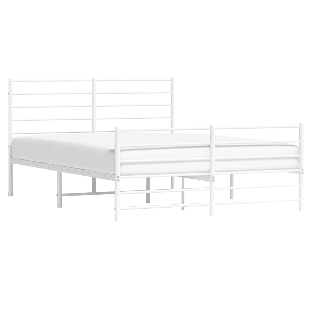 Metal Bed Frame with Headboard and Footboard White 150x200 cm King Size