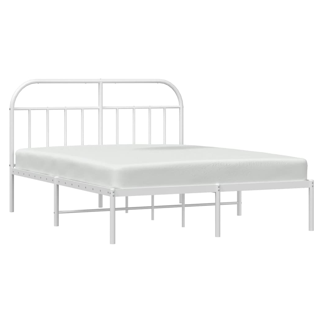 Metal Bed Frame with Headboard White 140x200 cm