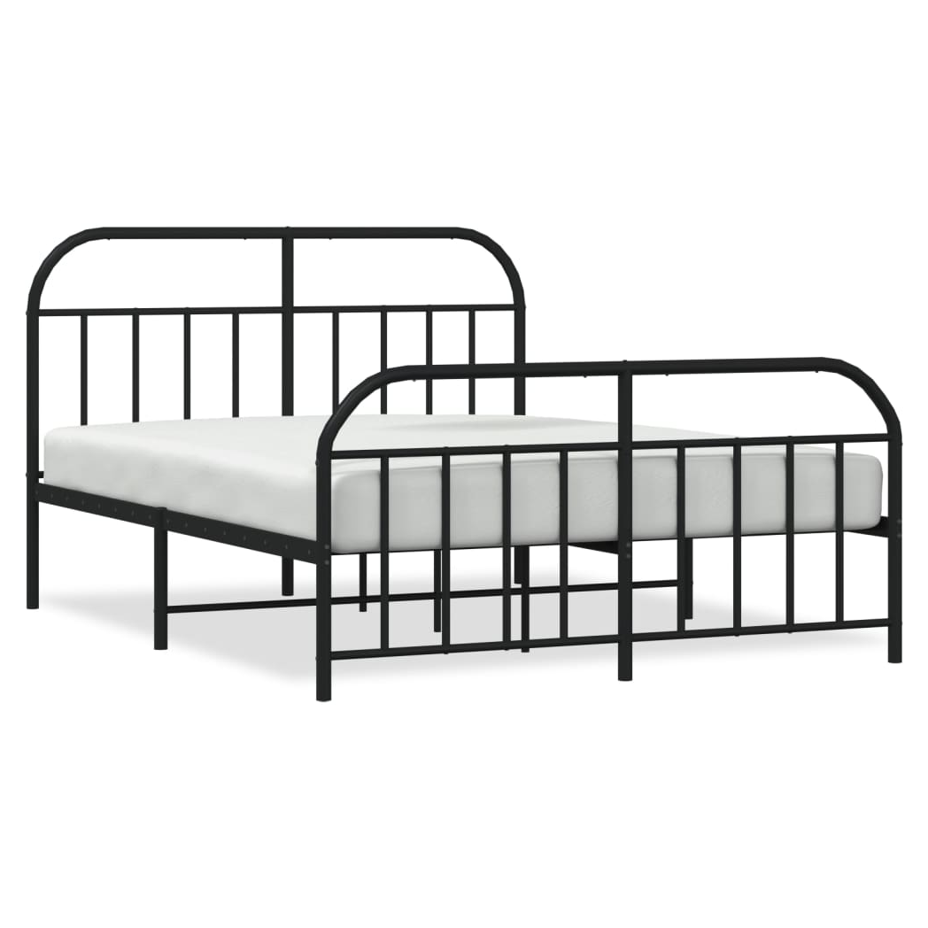 Metal Bed Frame with Headboard and Footboard Black 183x213 cm