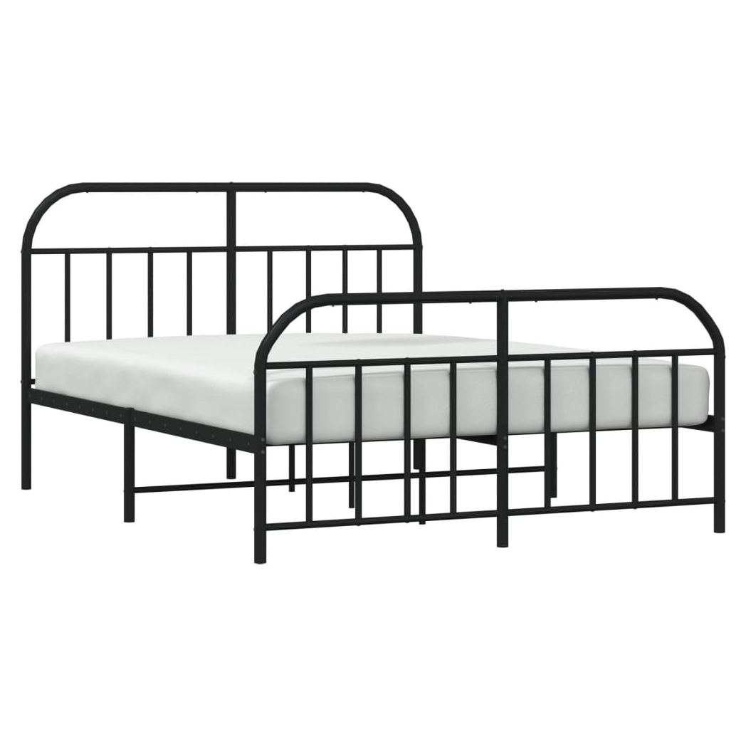 Metal Bed Frame with Headboard and Footboard Black 183x213 cm